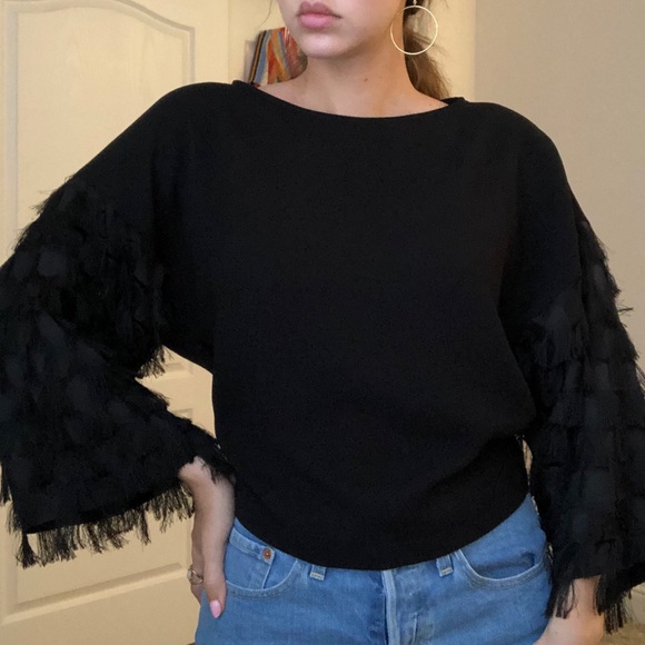 Black feathered H&M blouse - Picture 2 of 4